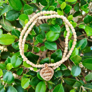 Spiritual Shri Haridas Tulsi mala with engraved naam locket for meditation and prayer