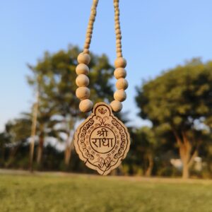Shri Radha Naam Tulsi Locket Mala – Original Tulsi Wood Spiritual Necklace