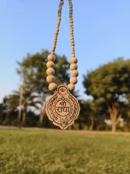 Shri Radha Naam Tulsi Locket Mala – Original Tulsi Wood Spiritual Necklace